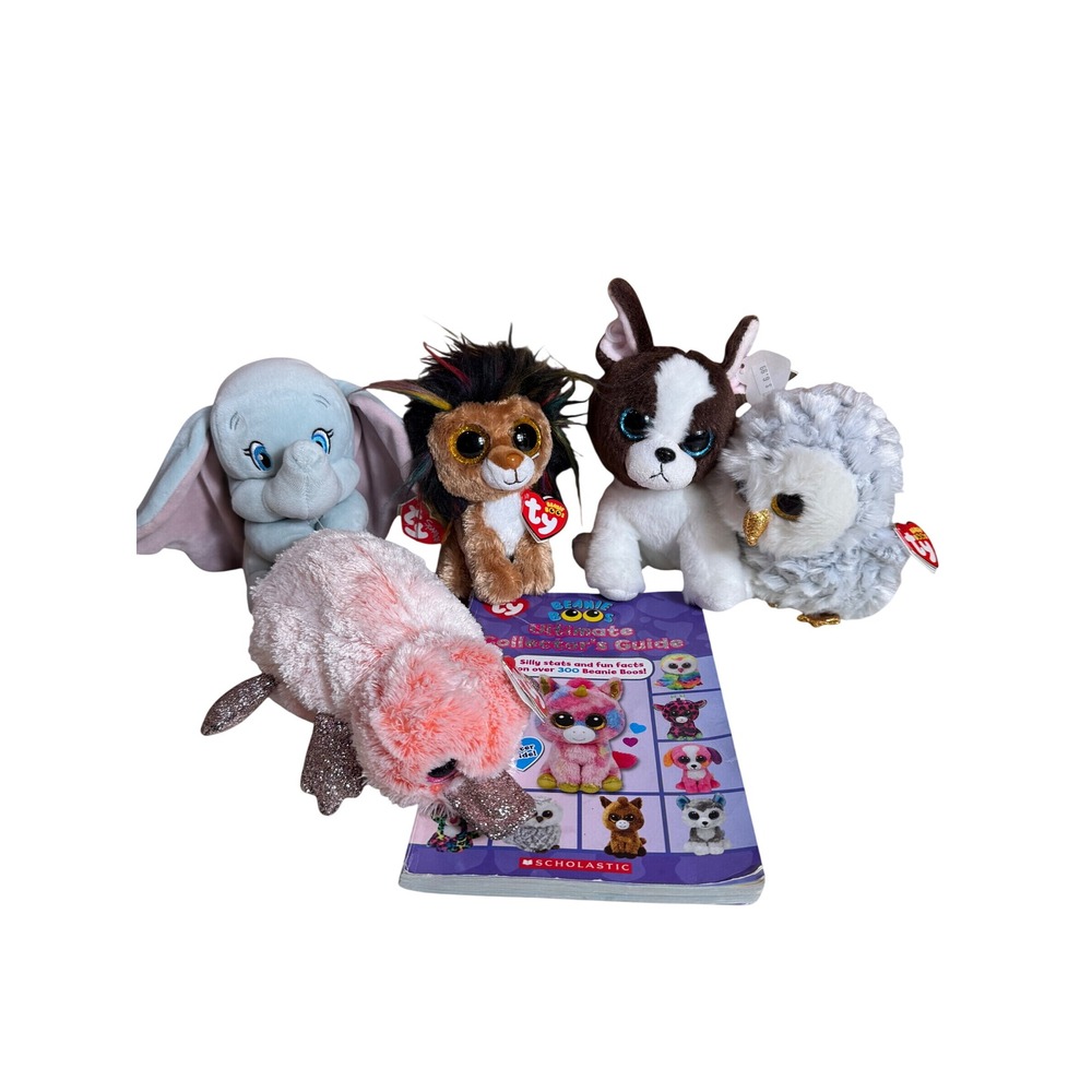 Ty Beanie Boos Sparkle Plush Lot 5pc Ramsey Owlette Wilma Portia Dumbo 6in